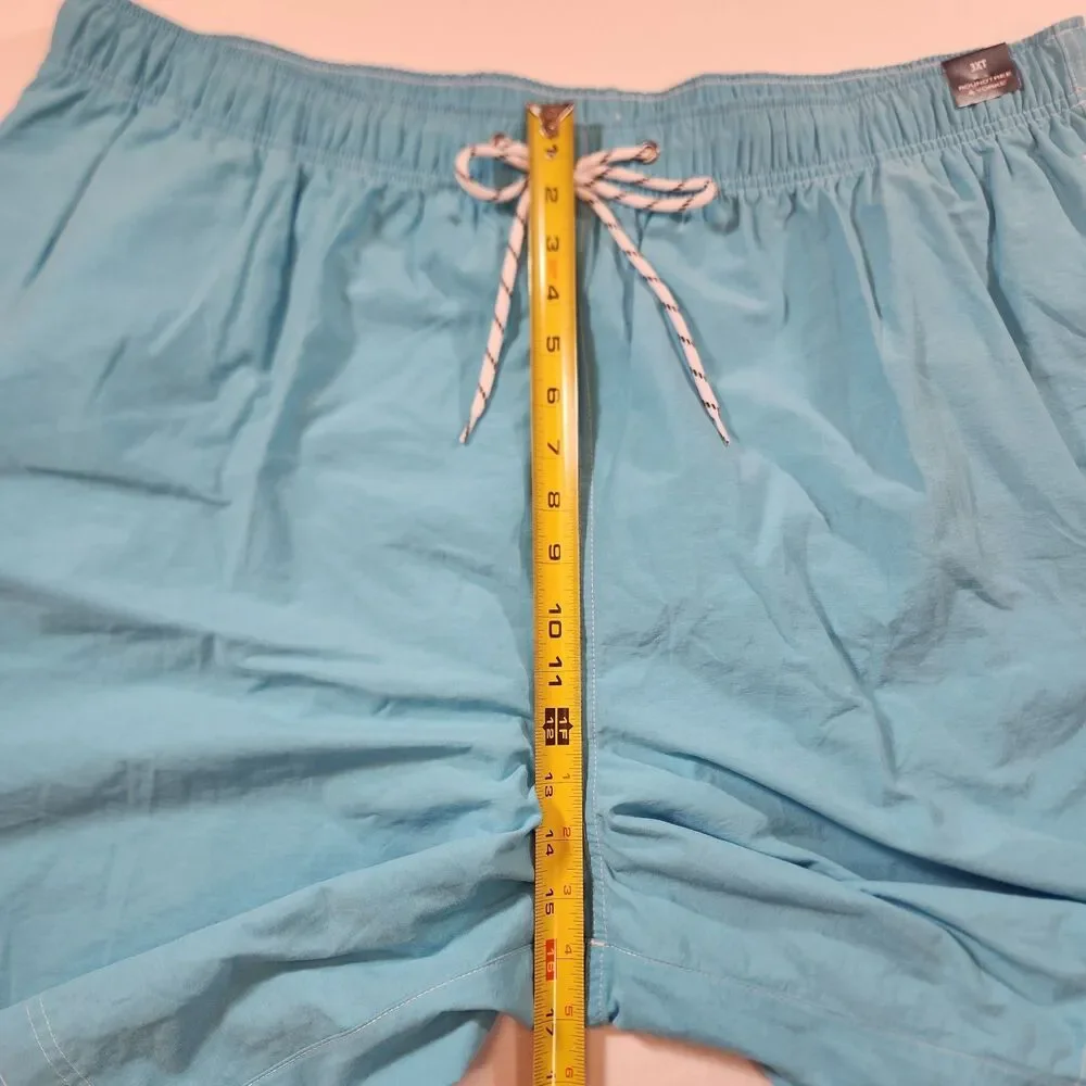 Roundtree & Yorke Solid Light Blue Swim Trunks Mens Sz 3XT Drawstring New Tags!